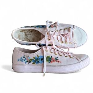 Keds Women's Rifle Paper Co Pink Sneakers with Floral Embroidery- Size 7